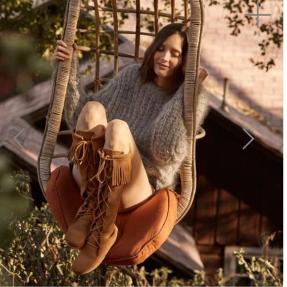 Minnetonka brown suede front leather lace up moccasin flat boots size 8 - Picture 15 of 16